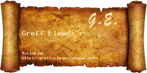 Greff Elemér névjegykártya